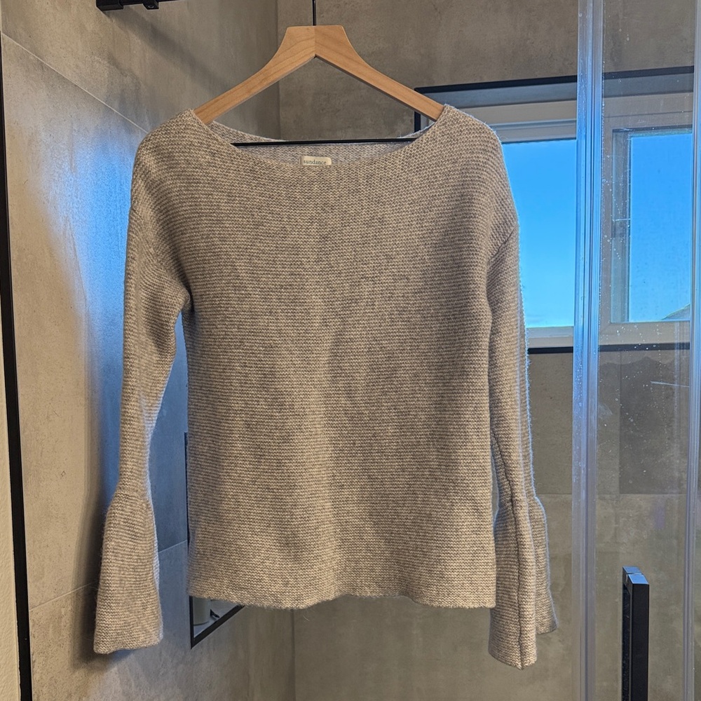 Sundance Gray Wool Blend Sweater with Bell Sleeves